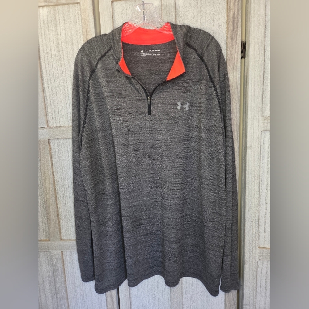 Under Armour Heat Gear Men's 1/4 Zip Gray/Orange Pull Over 2XL